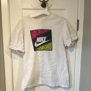 Nike White Tee with Pink and Yellow Graphic